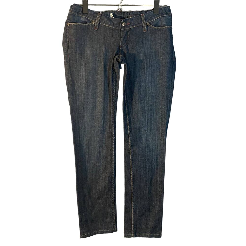 Habitual Blue Medium Wash Straight Leg Low Rise Denim Jeans Women Sz 1